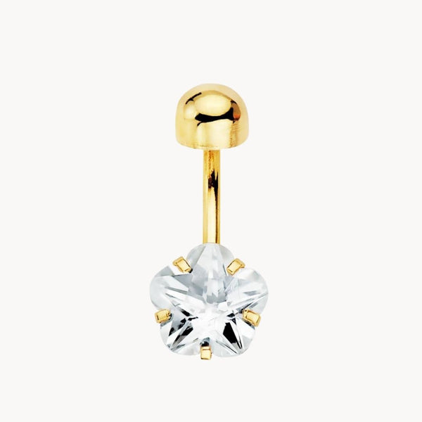 Piercing ombligo Oro 18kt circonita forma de flor Ayana