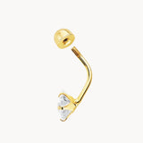 Piercing ombligo Oro 18kt circonita en forma de flor Ayana