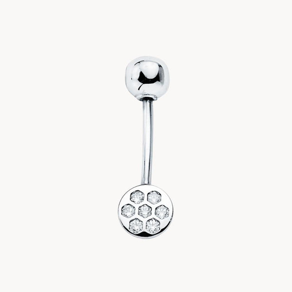 Piercing ombligo Oro blanco 18kt circulo con circonitas Cloe
