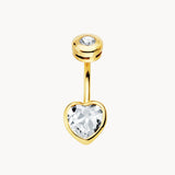 Piercing ombligo Oro 18kt corazon con circonita Helina