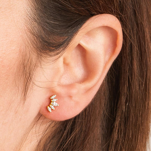 Piercing oreja Oro 18 kilates corona con circonitas Sofia