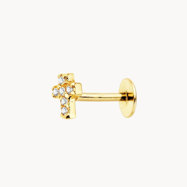 Piercing oreja Oro 18kt cruz con circonitas Almeda
