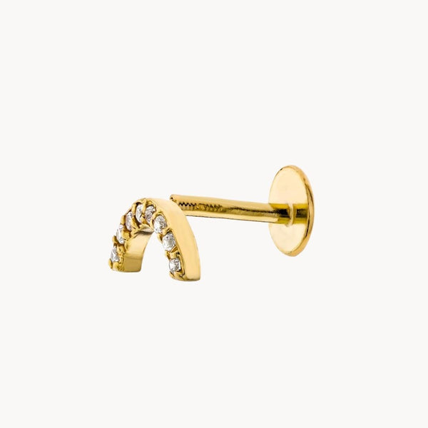 Piercing oreja Oro 18kt curvado con circonitas Orana
