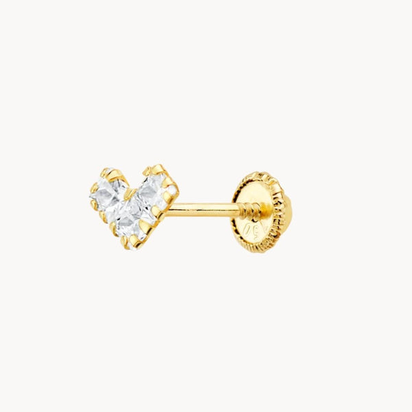 Piercing oreja Oro 18kt flecha con circonitas en garras Ayana