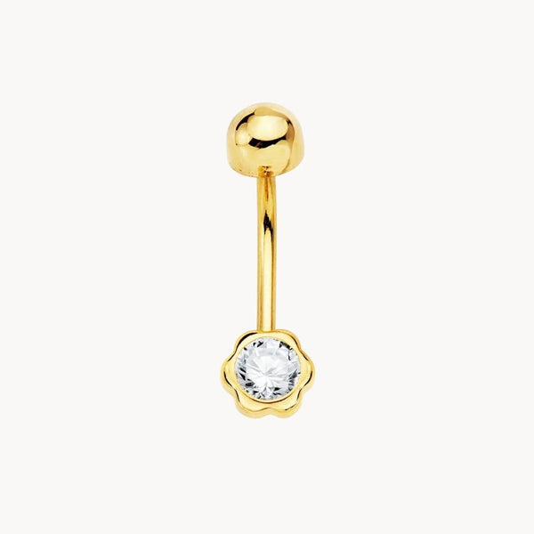 Piercing ombligo Oro 18kt flor con circonita Gilda