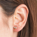 Piercing oreja Oro 18 kilates hojitas con circonitas Vasanta