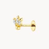 Piercing oreja Oro 18kt hojitas con circonitas Vasanta