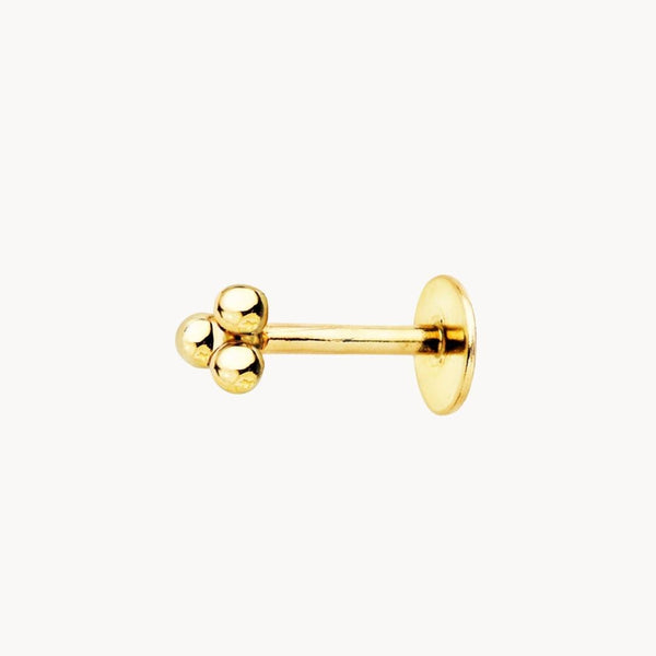 Piercing oreja Oro 18kt piramide bolas lisas Shani