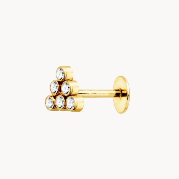 Piercing oreja Oro 18kt pirámide con circonitas Ela