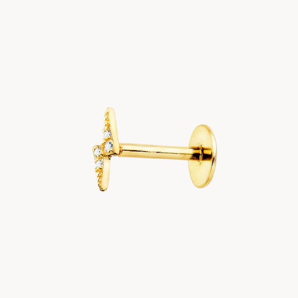 Piercing oreja Oro 18kt rayo con circonitas Basma