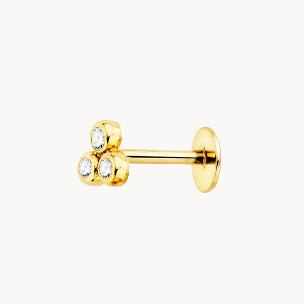 Piercing oreja Oro 18kt triangulo con circonitas Deka