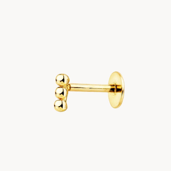 Piercing oreja Oro 18kt trio de bolas lisas Sabela