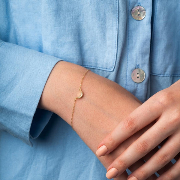 Pulsera Oro 18kt forma luna y diamantes Lyra
