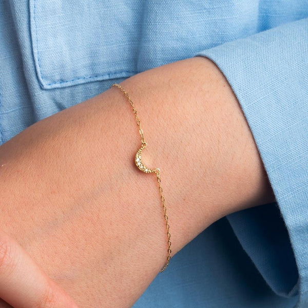 Pulsera Oro 18 kilates con luna y diamantes Lyra