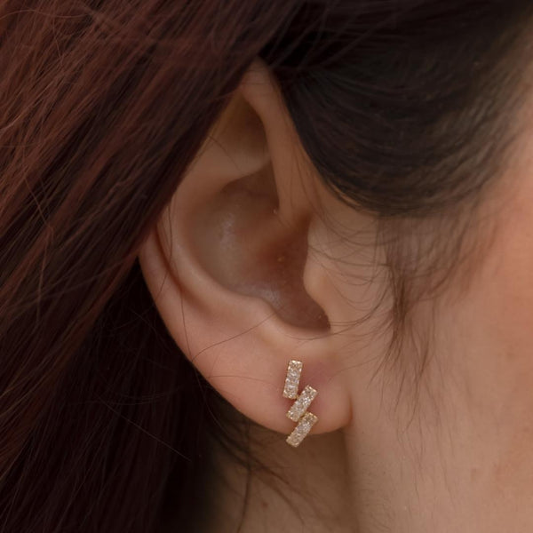 Pendientes Oro 18 kilates barras circonitas Alice