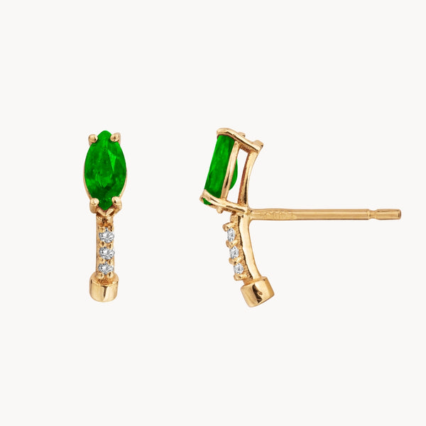 Pendientes Oro 18 kilates con circonitas y esmeralda marquise Anais