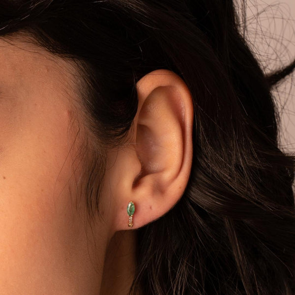 Pendientes Oro 18 kilates circonitas y esmeralda marquise Anais