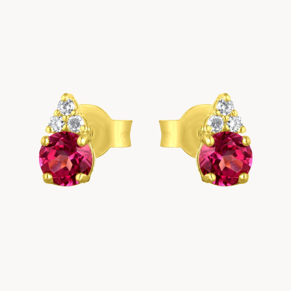 Pendientes Oro 18 kilates con topacio rosa y diamantes Cleo