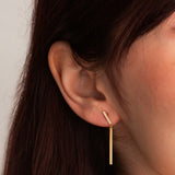 Pendientes Oro 18 kilates doble barra circonitas oro liso Clio