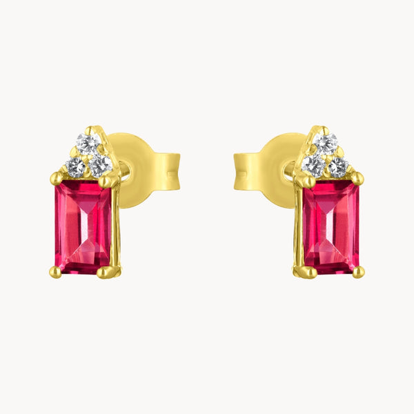 Pendientes Oro 18 kilates topacio rosa y diamantes Briseida