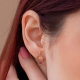 Pendientes Oro 18kt ovales con circonitas de color Thalia