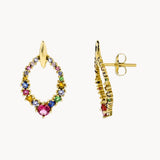 Pendientes Oro 18kt ovales circonitas de color Thalia