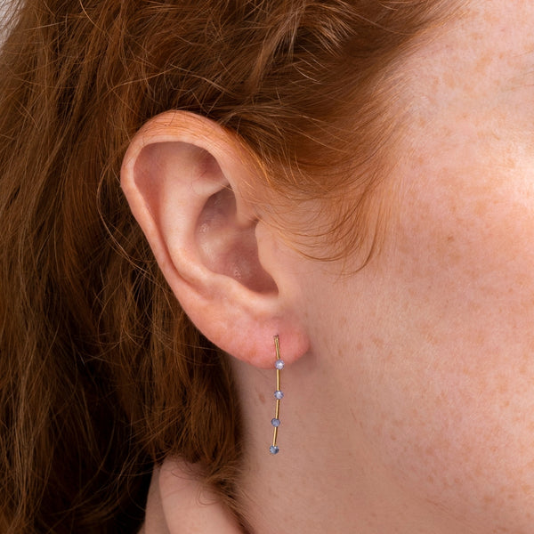 Pendientes Oro 18kt circonitas azules Alba