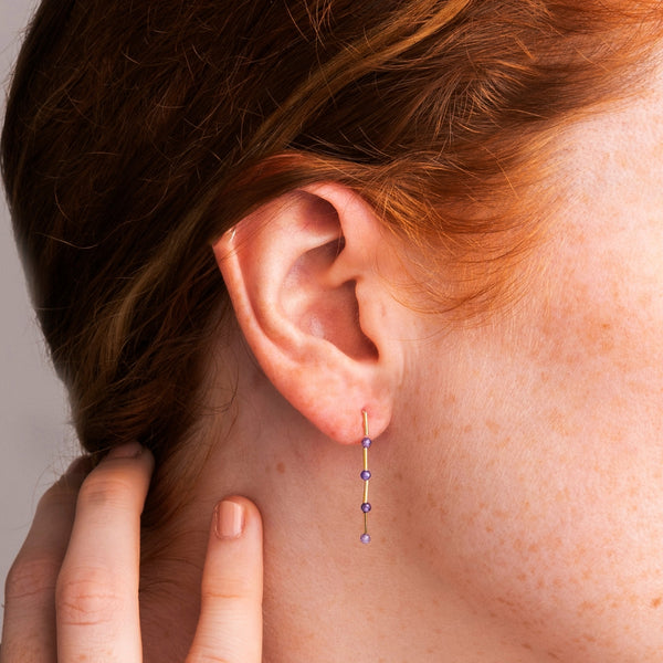 Pendientes Oro 18kt circonitas moradas Alba