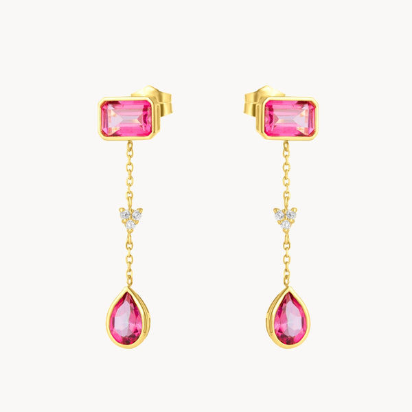 Pendientes Oro 18kt topacios rosas y circonitas Ilona