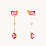 Pendientes Oro 18kt topacios rosas y circonitas Ilona