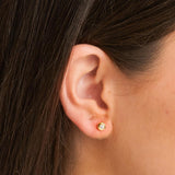Pendientes Oro blanco 18 kilates diamante chaton 0.14 quilates Asya