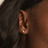 Pendientes Oro blanco 18kt con diamante con garras 0.14 quilates Michelle