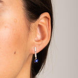 Pendientes Oro blanco 18kt zafiro diamantes Hadiya