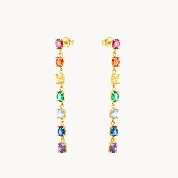 Pendientes largos Oro 18kt circonitas de color Daria