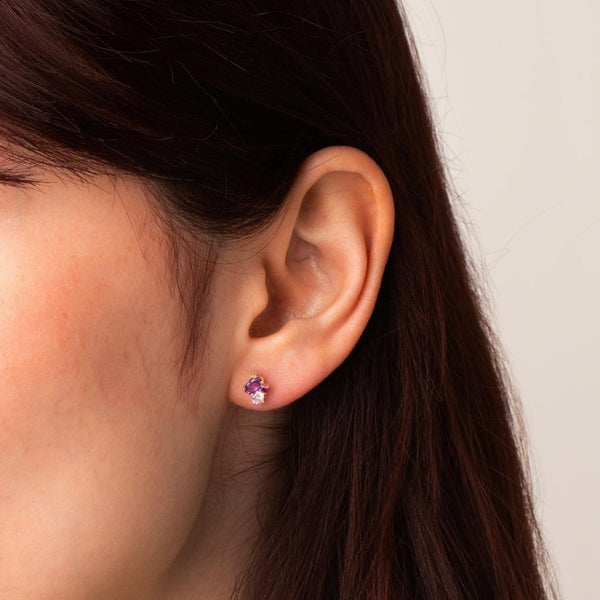 Pendientes oro 18 kilates con amatista topacio rosa rodolita virgine