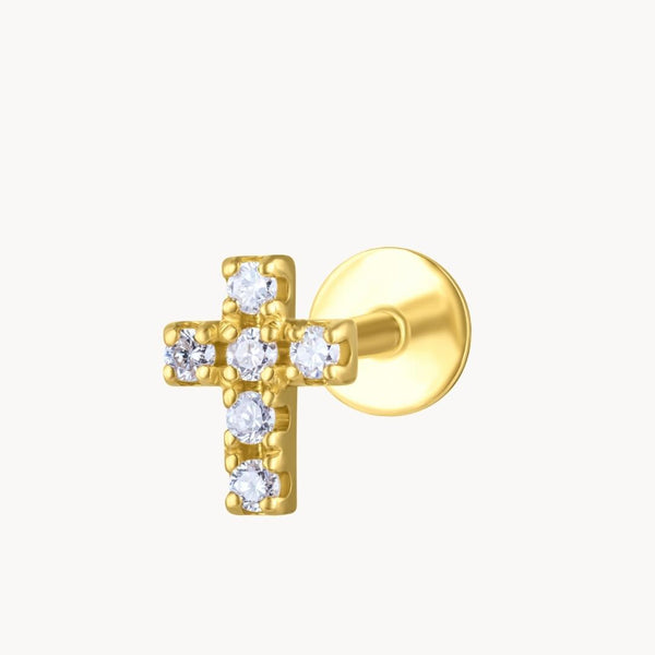 Piercing Oro 18 kilates cruz con diamantes Meg