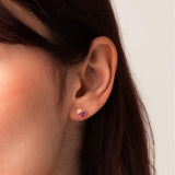 Piercing oreja Oro 18 kilates con amatista rodolita topacio rosa Tabitha