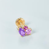 Piercing oreja Oro 18kt amatista, rodolita y topacio rosa Tabitha