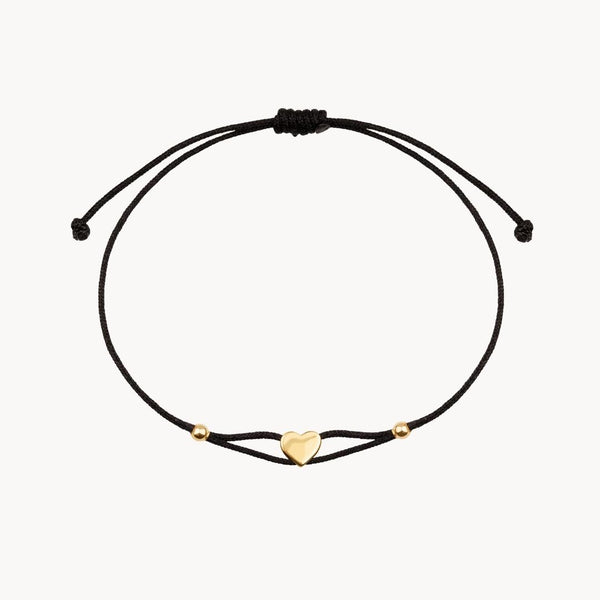 Pulsera Oro 18kt con macrame corazon y bolas Barbara