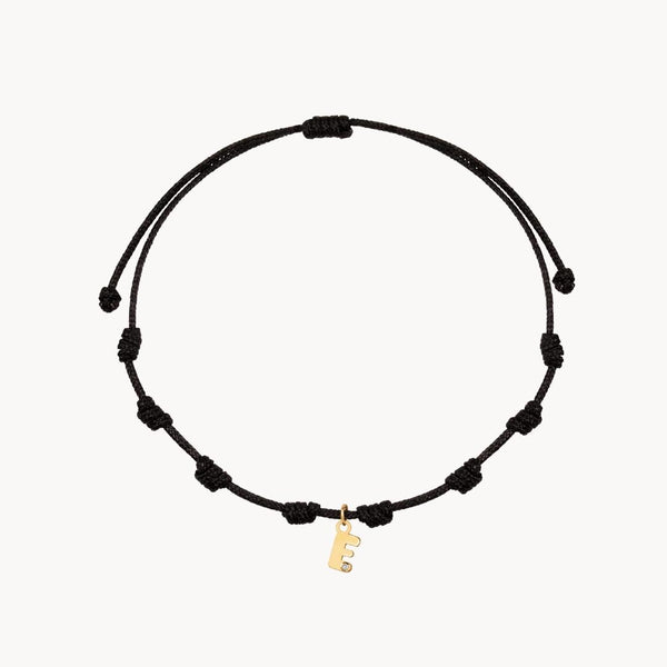 Pulsera Oro 18kt macrame inicial e con diamante