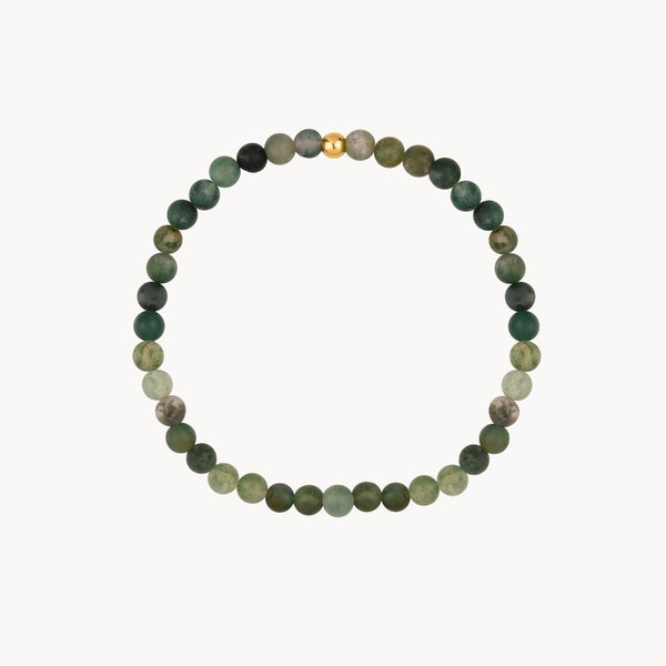 Pulsera elastica bolas de agata verde Rachel