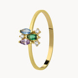 AMETHYST, EMERALD, AQUAMARINE AND IMANI ZIRCONIA RING