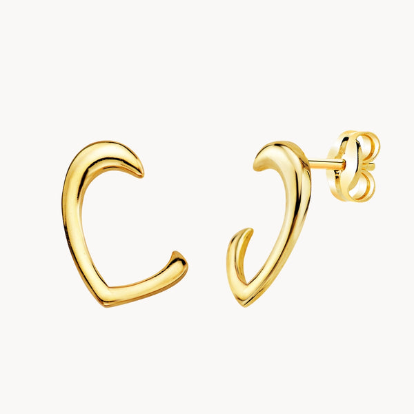 HALF HEART HOOP EARRINGS