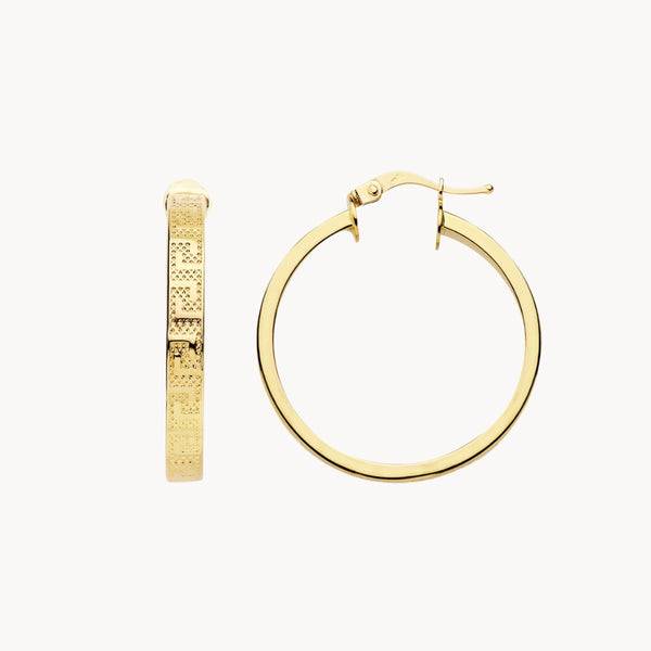 GREEK PATTERN HOOP EARRINGS 28MM