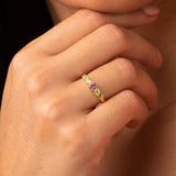 anillo oro 18 kilates con amatista olivinos faina