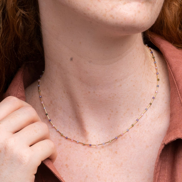 collar oro 18 kilates circonitas de color Alba