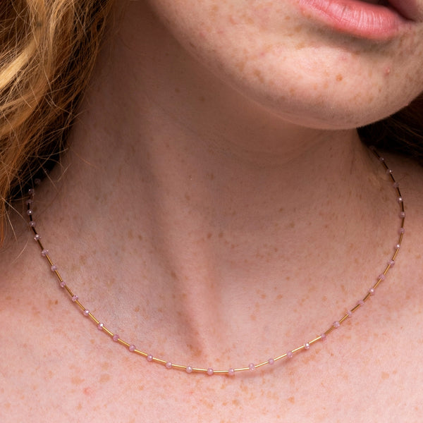 collar oro 18 kilates con circonitas rosas Alba