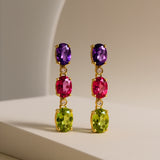 PENDIENTES CON TOPACIO ROSA, OLIVINO, AMATISTA Y DIAMANTES SHIRA