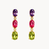 PENDIENTES CON TOPACIO ROSA, OLIVINO, AMATISTA Y DIAMANTES SHIRA