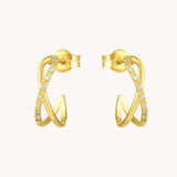 pendientes oro 18 kilates aros cruzados con diamantes aintza